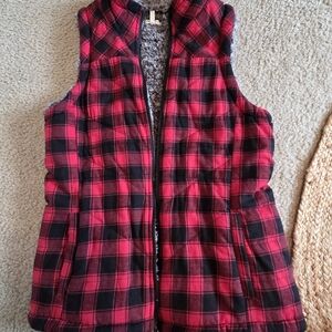 Maurices Red and Black Checkered Vest